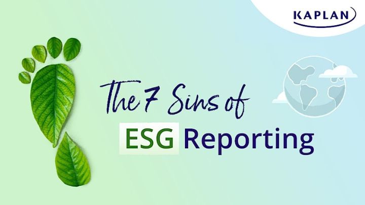 Footprint made up of leaves next to the words the 7 sins of esg reporting