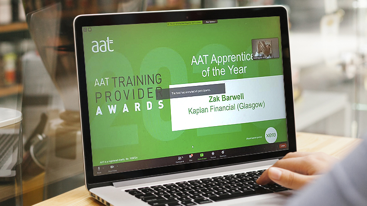 Computer screen showing the award winning announcement